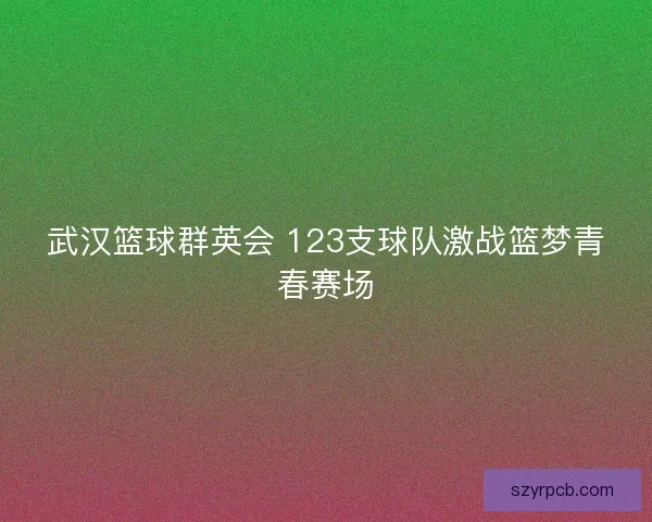 武汉篮球群英会 123支球队激战篮梦青春赛场